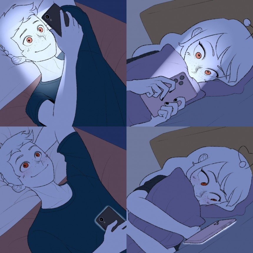 Couple Texting in Bed Blank Meme Template